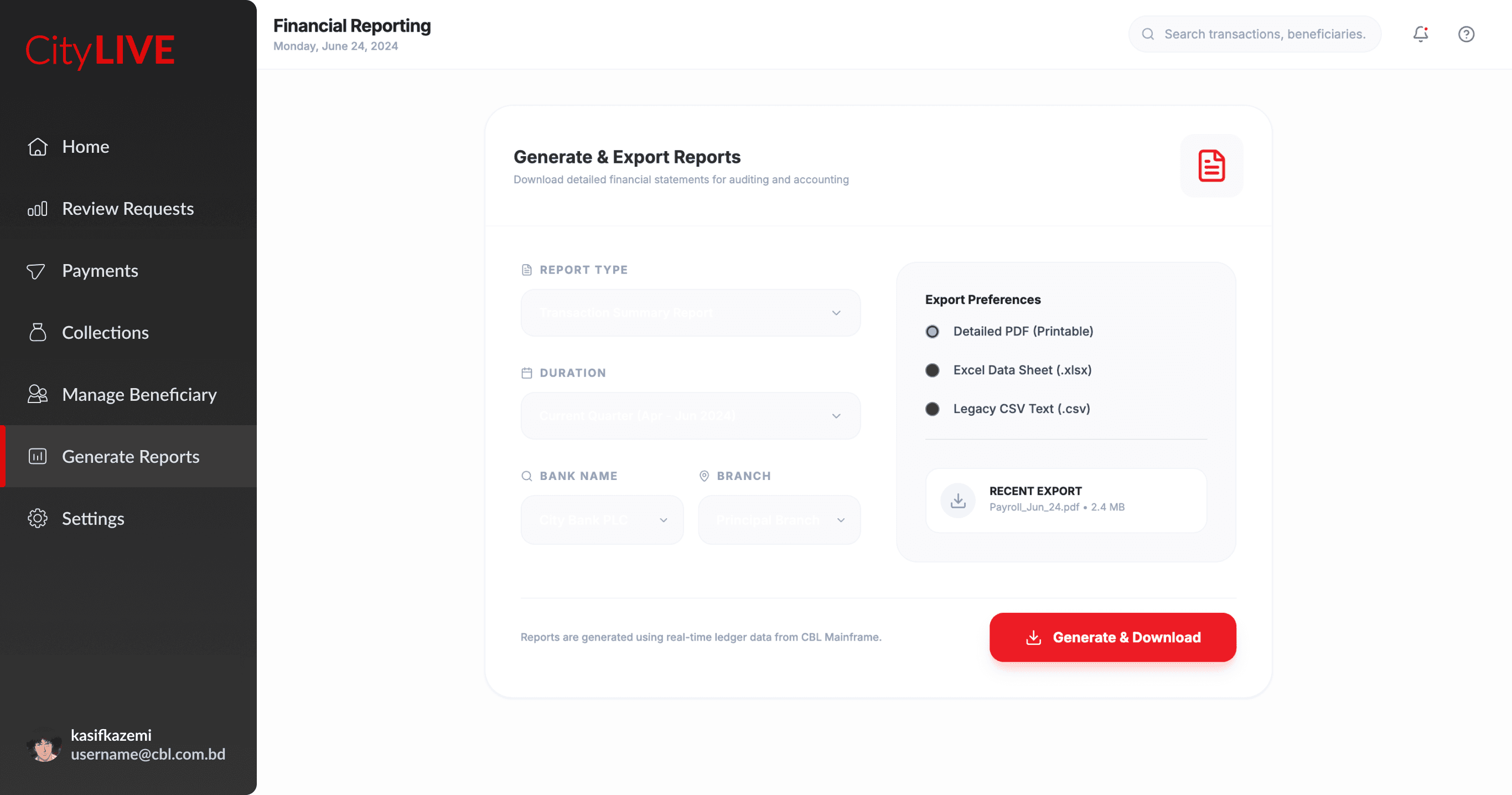 Report Generation & Exporting